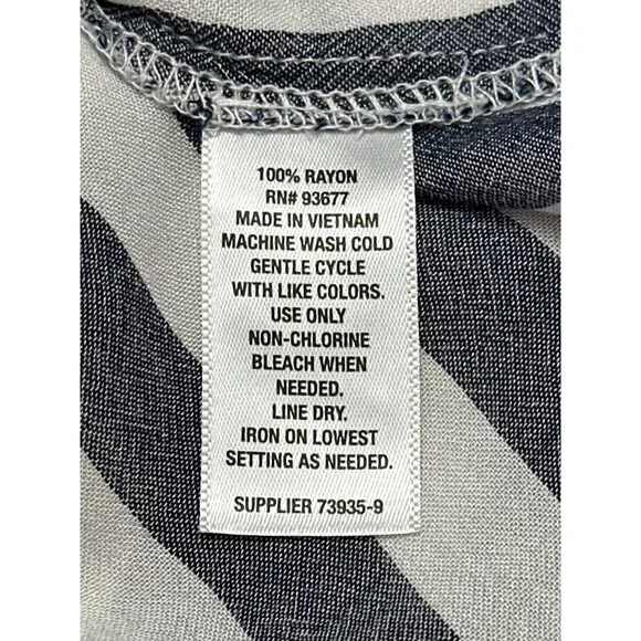 A.N.A. Striped Long Sleeve Rayon Blouse Size Large Breathable Lightweight Button - Picture 6 of 7